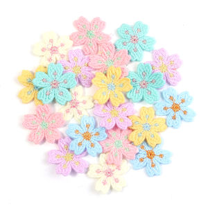 20pcs/lot Colorful 2.4cm Embroidery Flower Appliques Clothing Patches Sticker For DIY Ornaments Sewing Supplies Accessories