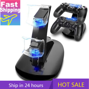 new Controller Charger Dock LED Dual USB PS4 Charging Stand Station Cradle for Sony Playstation 4 PS4 / PS4 Pro /PS4 Slim Controller