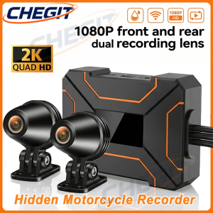 2K/1080P Dual-lens Waterproof Hidden Motorcycle DVR Front and Rear 140 Widely Angle Video Recording DashCam WiFi for Motorcycles