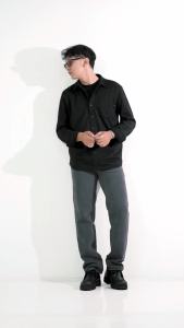 Celana Jeans Gombrong Pria Panjang Snow Black Wisker / Black Washed Jeans