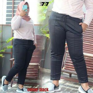 Celana doty luna cubit pants crepe tali ribon standar dan jumbo