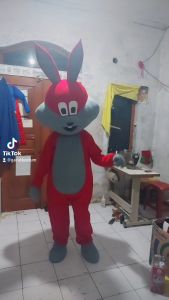 Kostum maskot badut kelinci merah cantik setelan dewasa lucu costume karnaval termurah