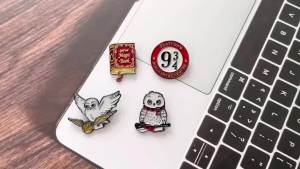 Bandai | 4pcs Magical Fantasy Enamel Pins Set Owl Vintage Magic Spell Book Metal Lapel Badges for Backpack Clothing Wizard Jewelry