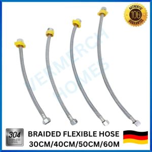 VERMERCH Best Seller Best Seller 304 Stainless Heavy Duty Flexible Hose High Quality Supply Hose 304 stainless steel water inlet hose Stainless Steel Flexible Hose/ Bathroom Flexible Hose (1/2" x 1/2") 30cm/40cm/50cm/60cm Stainless Steel Flexible Hose