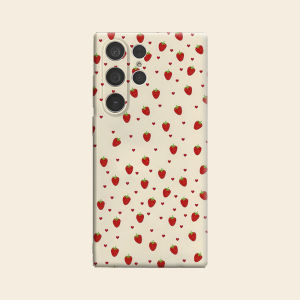 Cream Strawberry Hearts Luxury Fashion Full Lens Protective Case for Samsung Galaxy S26 S25 S24 A56 A36 Plus Ultra