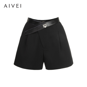 AIVEI | Irregular Hem British Style Wide Leg Shorts for Winter Commuting