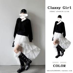 Spring Autumn High Waist Flared White Asymmetrical Multi-layered Womens Skirt Cake Style Commute Design Sensation Puffy Skirt