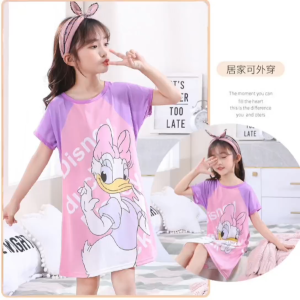 Girls Cute Cartoon Sleepwear Soft Comfortable Sleep dress Adorable Kids Cozy Nightdress Short Sleeve sleepdress