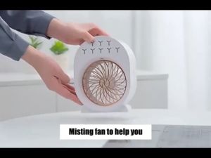 【One Year Warranty】Air Cooler Atomizing Desktop humidification cooling fan With colorful night lights Portable Mini Cooling Fan