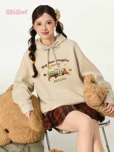Gbiaior | Dog Print Long Sleeve Loose Hoodie