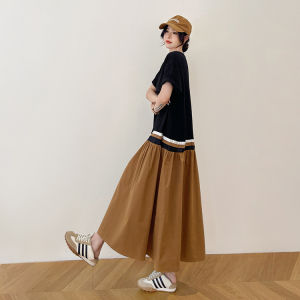 plus Size Casual Loose Maternity Dress Knee-Length Summer New Style Streetwear Knitted Cotton Polyester A-Line Dress