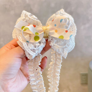 Spring 2026 Baby Hairband with Bowknot in Yellow And White Gingham Crown Pattern Childrens Hair Accessories Infant Headwear