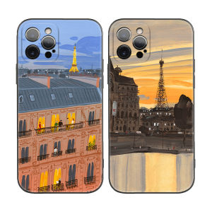 Paris Night Artistic Romantic Illustration Phone Case for iPhone XS Max Apple 17 Anti-Fall 16 Soft Shell 15 Pro/14 Phones 678 plus
