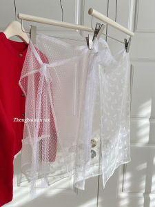 Chic Lace Trim Apron Skirt Womens Layered Belted Half-length Versatile Cover-up Korean Floral Print Mid-length Spring Skirt