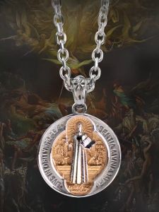 Ly eagle High Quality Saint Benedictine Head Engraved Embossed CSPB prayed Holy Medal Pendant Double Sided Titanium Steel Non-fading Non-rust Necklace