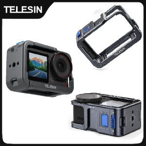 TELESIN | TELESIN Protective Frame Case For DJI OSMO Action 3 4 5Pro Double Clod Shoe Aluminium Alloy shell For DJI Action 3 4 5pro