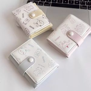 Ví Da PU Hình Gấu Dễ Thương Cho Nữ Ví Đựng Tiền Ngắn in Họa Tiết Hoạt Hình Ví Đựng Thẻ Cho Học Sinh Ví Đựng Tiền Xu