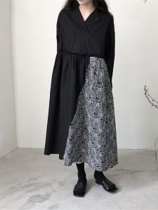 XITAO Patchwork Dress Women Patchwork Pullover Small Fresh Casual Style Pleated Minority Dress WMD3825