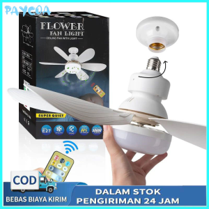 【COD&Stok Lokal】PAYOCA 100% Asli Kipas Langit-Langit Dengan Lampu Cerdas 2 In1 E27 Led Bulb 40W Lampu Kipas Langit-Langit Peredupan Kamar Senyap Dengan Remote Control