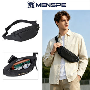 MENSPE Sport Waist Pack Cross Body Bag Pouch Bag Casual Men Chest Bag Men Fashion Shoulder Bag Waist Belt Bag Waterproof Oxford Cloth with Headphone Hole for Travel Outdoor