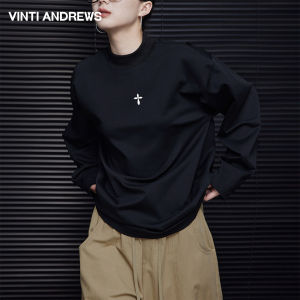 Versatile Black Loose Turtleneck Long Sleeve T-Shirt