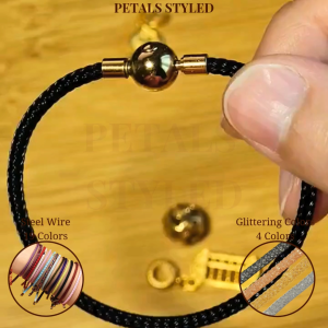 【PETALS_STYLED】2MM Steel Wire Stainless Steel Ball Button Charm Rope Bracelet