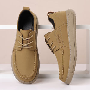 Mens Low-Top Soft-Soled Business Casual Leather Shoes British Retro Style Autumn Winter Workwear Oxfords Fashionable Single Shoes