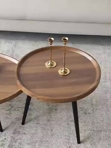 [SG Seller]Scandinavian style round wooden coffee table Modern coffee table in the living room with open storage