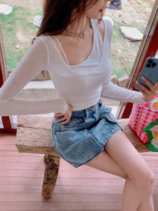 Áo Thun Nữ Giả Hai Mảnh Giúp Gầy Nhẹ