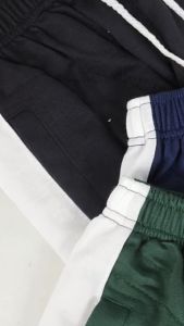 Celana pendek Pria Wanita motif list putih samping cocok gym olahraga bahan babyterry ukuran M-XL