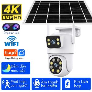 Camera IP Năng Lượng Mặt Trời 8MP WiFi PTZ Ngoài Trời Chống Nước Với Pin 10000mAh Tương Thích Tuya Tích Hợp Cảm Biến Chuyển Động PIR Phát Hiện Người