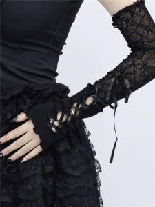 Spring Summer Lolita Girl Lace DIY Tie Sun Protection Sleeve Covers Fashionable Ballet Style for Young Ladies And Teens