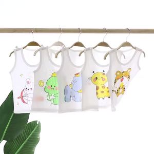 เสื้อกล้ามผ้าคอตตอนสําหรับเด็กผู้ชายเด็กผู้หญิงเสื้อกล้ามแขนกุดพิมพ์ลายน่ารักสําหรับเด็กอายุ1-4ปี