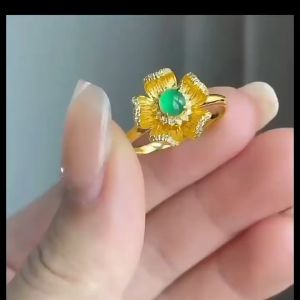 ASIX GOLD แหวนดอกโบตั๋นชู 24K ของแหวนผู้หญิง แหวนนําโชค ไม่สามารถเปลี่ยนเป็นสีแดง ไม่ลอก ของขวัญที่สวยงาม