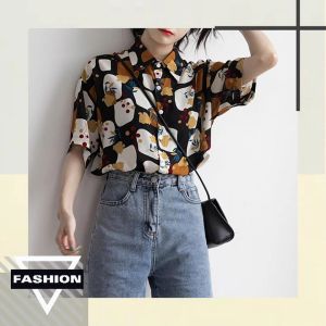 SQShop พิกัดของดี เสื้อเชิ้ตคอปกนำเข้า สกรีนลายการ์ตูนสุดน่ารัก แมทช์ง่ายกับทุกลุค รีบเลย ของหมดไวมาก