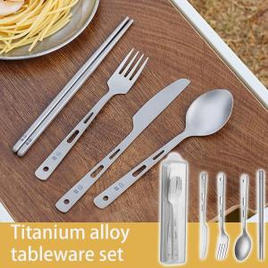 Titanium Long Handle Spoon Outdoor Camping Light Titanium Cookware Cutlery Fork EDC Environmental Outdoor Picnic Accessories