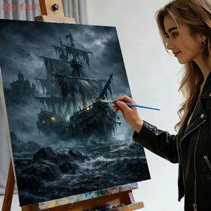 60X75cm Oil Painting By Numbers Dark Style Pirate Ship On Canvas DIY Paint by numbers Frameless Digital Painting Home Decor