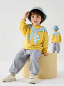 DUDUJIA | Childrens Stripe Shawl Sweatshirt and Pants Set