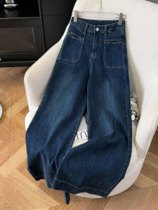 High Waist Wide Leg Denim Jeans Womens Fleece Lined Flared Straight Cut Trousers Autumn Winter New Style plus Size Jeans