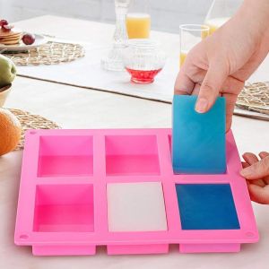Cetakan Silikon Sabun Kue Coklat Lilin Craft DIY Kotak Persegi Panjang 6 Lubang