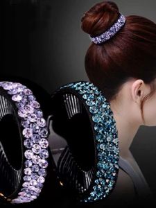 Korean Style Crystal Ball Head Organizer Tail Buckle Diamond Hair Clip Flower Bud Adult Hair Accessories Alloy Plated Silver