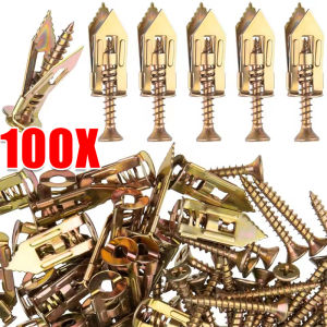 100pcs Self Drilling Drywall Anchors Fasteners / Wooden Wall Expansion Screws Nails / Heavy Duty Steel Dowel Fixing Tools