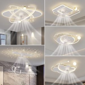 Modern Simple North European Fan Light Living Room Lamp Head Shaking Fan Light Iron Art Acrylic Body PVC Lampshade Rectangular Shape