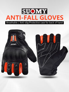 SUOMY Motorcycle Half Finger Gloves Men Women Hard Shell Protective Anti-fall Motocross Riding Gloves Comfortable Breathable Motorbike Gloves Wear-resistant Non-slip Summer Bicycle Glvoes