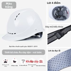 SHOUDUN | Mũ Bảo Hiểm Xây Dựng Thoáng Khí Đơn Giản Cho Nam Màu Trắng
