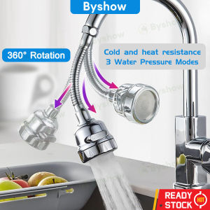 Byshow Sink Faucet extender pipe Kitchen Sink Dapur Water tap spray head Saving Sink Tap Faucet Nozzle 360°Swivel Tap Extension Three Water Pressure Modes kepala paip singki dapur 水龙头延伸器 水龙头防溅花洒 增压花洒器