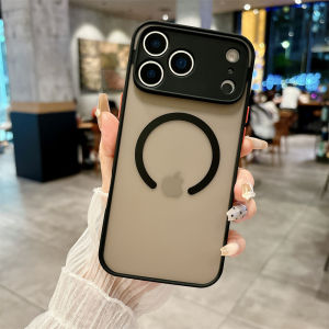 Matte Translucent Magnetic Phone Case for 17 Air 16 15 14 Plus 13 12 11 Pro Max Shockproof for Magsafe Wilreless Charge Cover