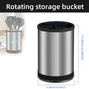 360° Rotating Utensil Holder Stainless Steel Cutlery Drainer Chopstick Spoon Fork Tableware Kitchen Storage Bucket