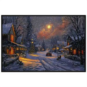 Tranh phong cảnh cây thông noel mùa đông. Tranh treo tường dán tường sơn dầu canvas CGI-1846