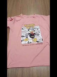 ชุดเสื้อยืดเสื้อแขนสั้นลายการ์ตูน พิมพ์ลายการ์ตูน ตลกสไตล์มหาลัยใหม่ฤดูร้อนสำหรับทั้งหญิงและชาย